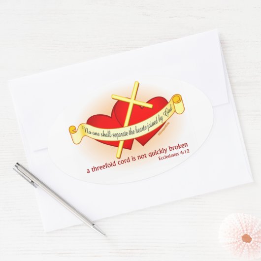 ハートは神のキリスト教の賜物によって結合された 楕円形シール (封筒)