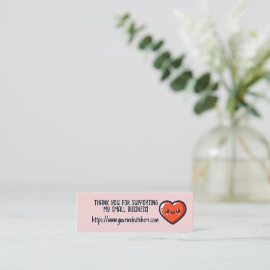 ハートは私の小規模企業をサポートしてくれてありがとう スキニー名刺 (スタンド正面)