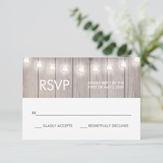 ハートは素朴なRSVPカードを汚しました 出欠カード (スタンド正面)