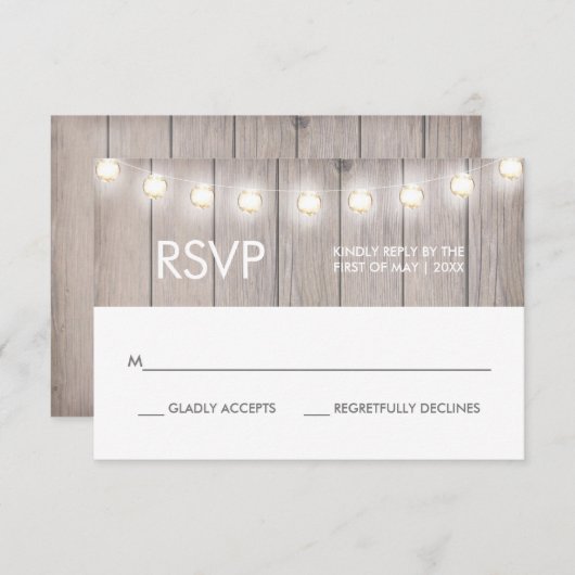 ハートは素朴なRSVPカードを汚しました 出欠カード (正面/裏面)