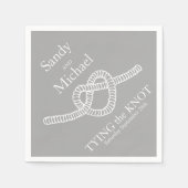 ハートは結び目の灰色の結婚パーティー紙ナプキン スタンダードカクテルナプキン (正面)