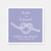 ハートは結び目の紫結婚の紙のナプキン スタンダードカクテルナプキン (正面)
