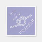 ハートは結び目の紫結婚の紙のナプキン スタンダードカクテルナプキン (正面)