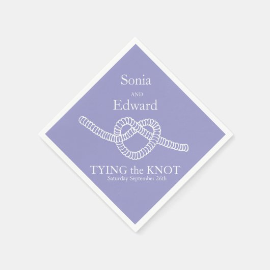 ハートは結び目の紫結婚の紙のナプキン スタンダードカクテルナプキン (角)