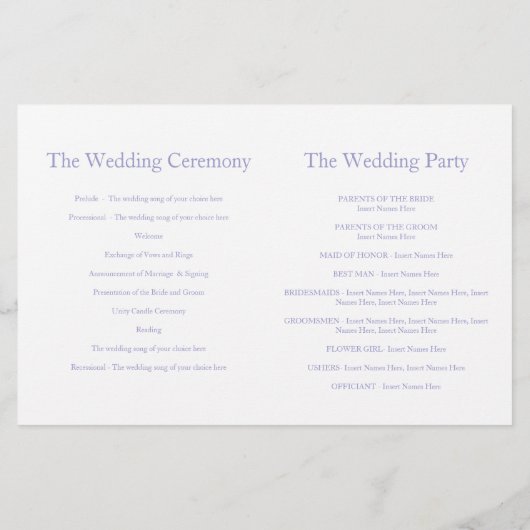 ハートは結び目を紫色の結婚式のプログラム (裏面)