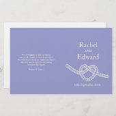 ハートは結び目を紫色の結婚式のプログラム (正面/裏面)