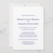 ハートは結び目結婚のネイビー・ブルー・ホワイトを結ぶ 招待状 (裏面)