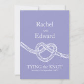 ハートは結び結婚目の白い招待を結ぶ 招待状 (正面)