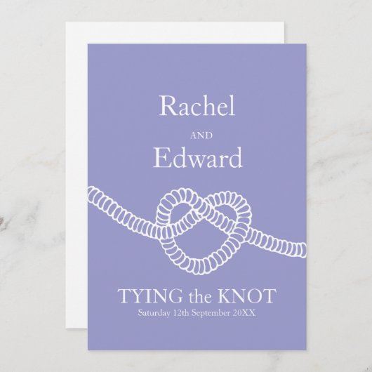 ハートは結び結婚目の白い招待を結ぶ 招待状 (正面/裏面)