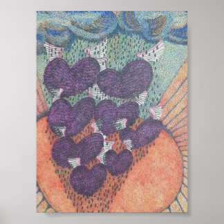 ハートは非常に遠くに芸術をユニーク飛ぶ ポスター