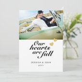 ハートは2枚の写真でお礼結婚を申し上げます サンキューカード (スタンド正面)