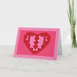 ハートは-キルトを縞で飾り、 シーズンカード