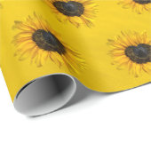 ハートひまわり青と黄色 ラッピングペーパー (ロールコーナー)
