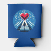 ハートへの旅 – 感情的なピクセルアートデザイン 缶クーラー (正面)