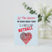 ハートやる気を起こさせるネットボールコーチ引用文 ポストカード (スタンド正面)