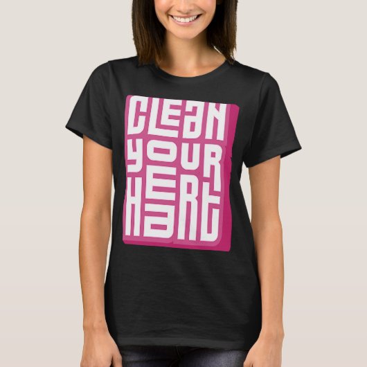 ハートやる気を起こさせる前向きプリント Tシャツ (正面)