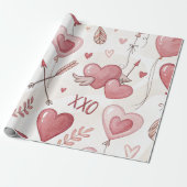 ハートよくはしゃぐバルーンXOXOバレンタイン ラッピングペーパー (アンロールド)