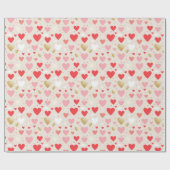ハートよくはしゃぐバレンタインのギフトラップ ラッピングペーパー (フラット)