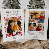 ハートよくはしゃぐリボン弓メリークリスマスフォト シーズンカード