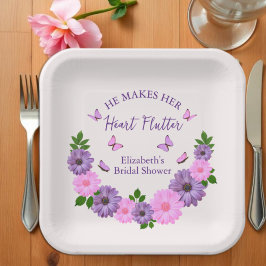 ハートをときめかせる花嫁の喜び バタフライブライダルシャワー ペーパープレート