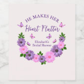 ハートをときめかせる花嫁の喜び バタフライブライダルシャワー ワインラベル (シングルラベル)