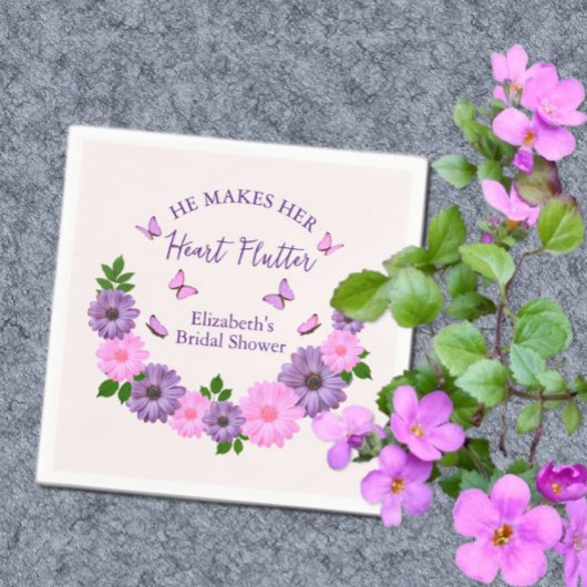 ハートをときめかせる花嫁の蝶々シャワー スタンダードカクテルナプキン