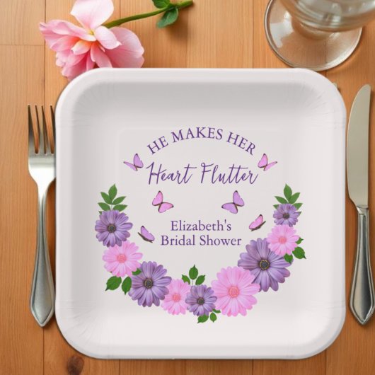 ハートをときめかせる花嫁の蝶々シャワー ペーパープレート