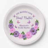 ハートをときめかせる花嫁の蝶々シャワー ペーパープレート (正面)