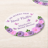 ハートをときめかせる花嫁の蝶々シャワー ラウンドペーパーコースター (アングル)