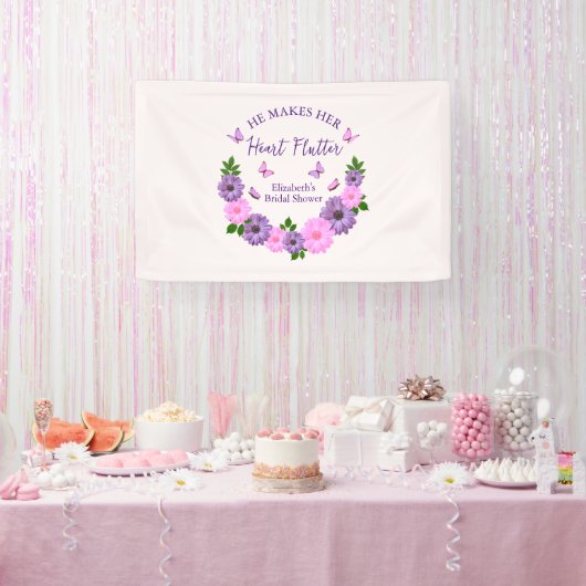ハートをときめかせる花嫁の蝶々シャワー 横断幕 (パーティー)