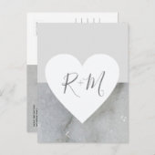 ハートをイニシャル結婚の灰色で愛する 案内ポストカード (正面/裏面)