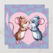 ハートをキスするバレンタインデーのネズミのラブカード シーズンカード (正面/裏面)