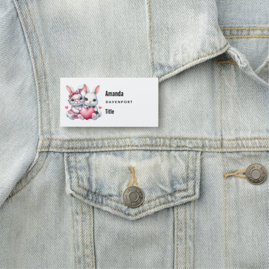 ハートをシェアするキュートなうさぎたち 名札 (インサイチュ)