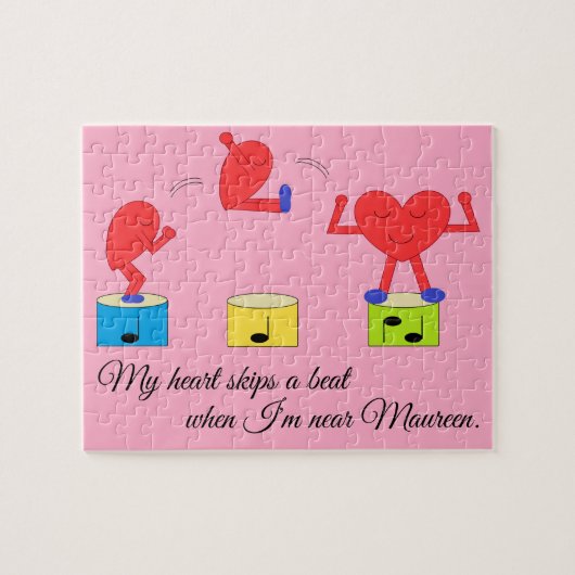 ハートをジャンプする恋:バラ色 ジグソーパズル (横)