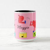 ハートをジャンプする恋:バラ色 マグカップ (中央)