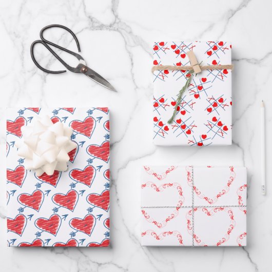 ハートをテーマにしたバレンタインデー大事な行事 ラッピングペーパーシート (正面)