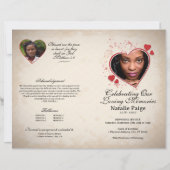 ハートをテーマにしたベージュグランジの葬儀テンプレート (正面)