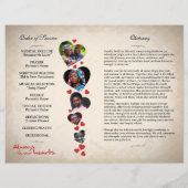 ハートをテーマにしたベージュグランジ葬儀プログラム チラシ (裏面)