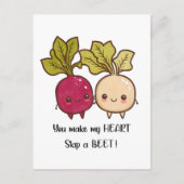 ハートをビートでスキップさせるバレンタインデーのユーモア ポストカード (正面)