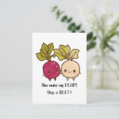 ハートをビートスキップさせるバレンタインデーのユーモア ポストカード (スタンド正面)