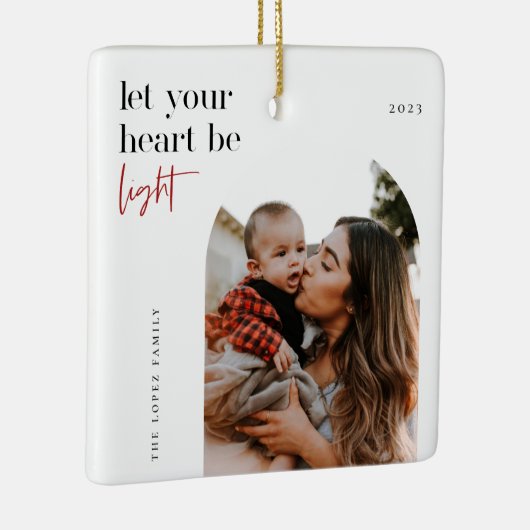 ハートをライトアーチ写真にする セラミックオーナメント (右)