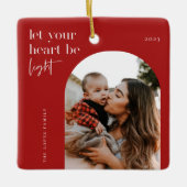 ハートをライトアーチ写真にする セラミックオーナメント (正面)