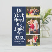 ハートをライトネイビーのスクリプトフォトコラージュにする シーズンカード (スタンド正面)