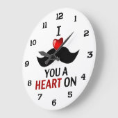 ハートを付ける ラージ壁時計 (傾斜)
