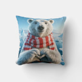 ハートを作るホッキョクグマの肉球 クッション (正面)