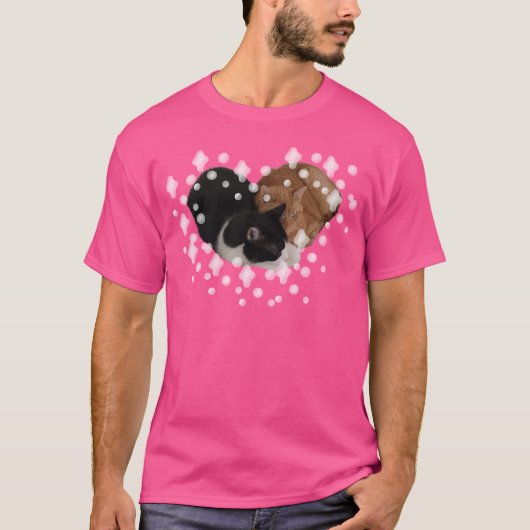 ハートを作る二匹の猫 Tシャツ (正面)