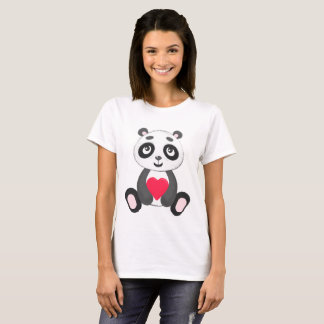 ハートを保持しているかわいいベビーのパンダ Tシャツ