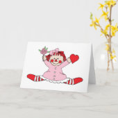 ハートを保持するかわいい縫いぐるみ人形 カード (黄色い花)