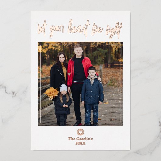 ハートを光の金ゴールド写真にする 箔シーズンカード (正面)