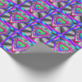 ハートを包むカラフルなハート ラッピングペーパー (角)